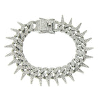 20mm Gothic Thorns Flash Full Rhinestone Miami Cuban Chain Luxury Fashion Men's Necklace For Women Hip Hop Cool