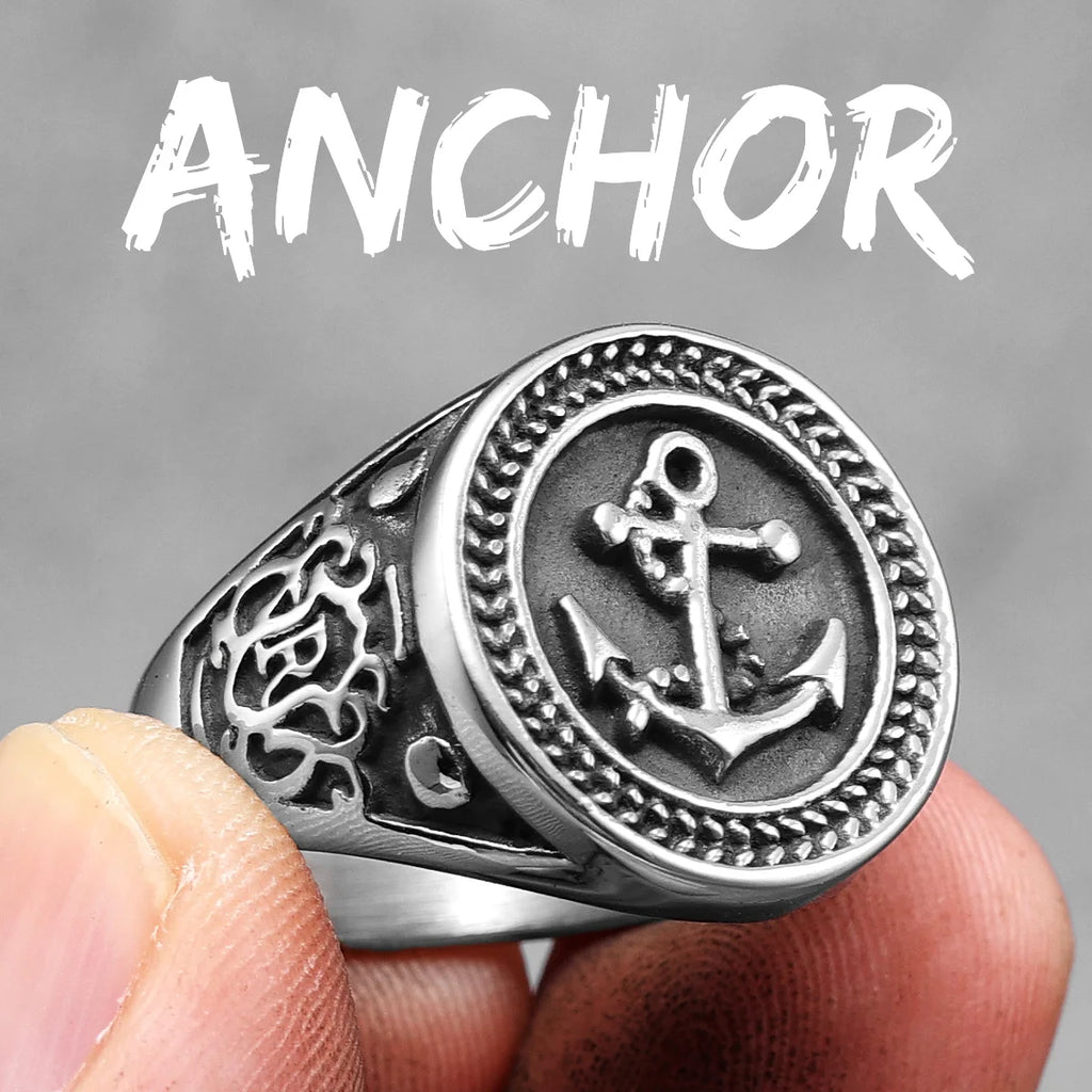 Anchor Lighthouse Ring — Stainless Steel