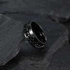 Roman Numerals Stainless Steel Chain Rotating Anxiety Black Rings For Men Fidget Metal Spinner Knuckle Ring Anillos De