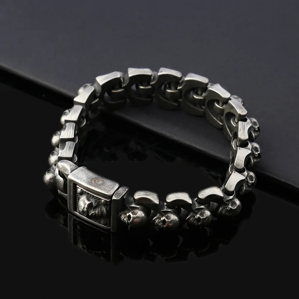 Fashion Charm 316L Stainless Steel Skull Bracelet for Men Popular Domineering Skull Bangles Punk Hip Hop Style Jewelry Wholesale