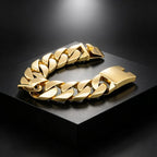 26mm Punk Rock Stainless Steel Rhombus Cuban MIami Link Chain Bracelets for Men Hip Hop Rock Jewelry Gold Color
