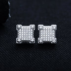 Iced Out Square Stud Earrings — 925 Silver
