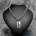 Fashion Razor Blade Pendant Necklace Punk Stainless Steel Hip Hop Knife Shaver Shape Sweater Chain Necklace Gift for Women Men