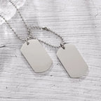 Hip Hop Military Style Stainless Steel Dog Tag Pendant Necklace for Men Women Gold Plated Personalized Id Card Name