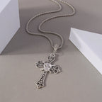 Gothic Skull Love Heart Necklace for Women Men Religious Crucifix Necklaces Punk Jewelry Gifts
