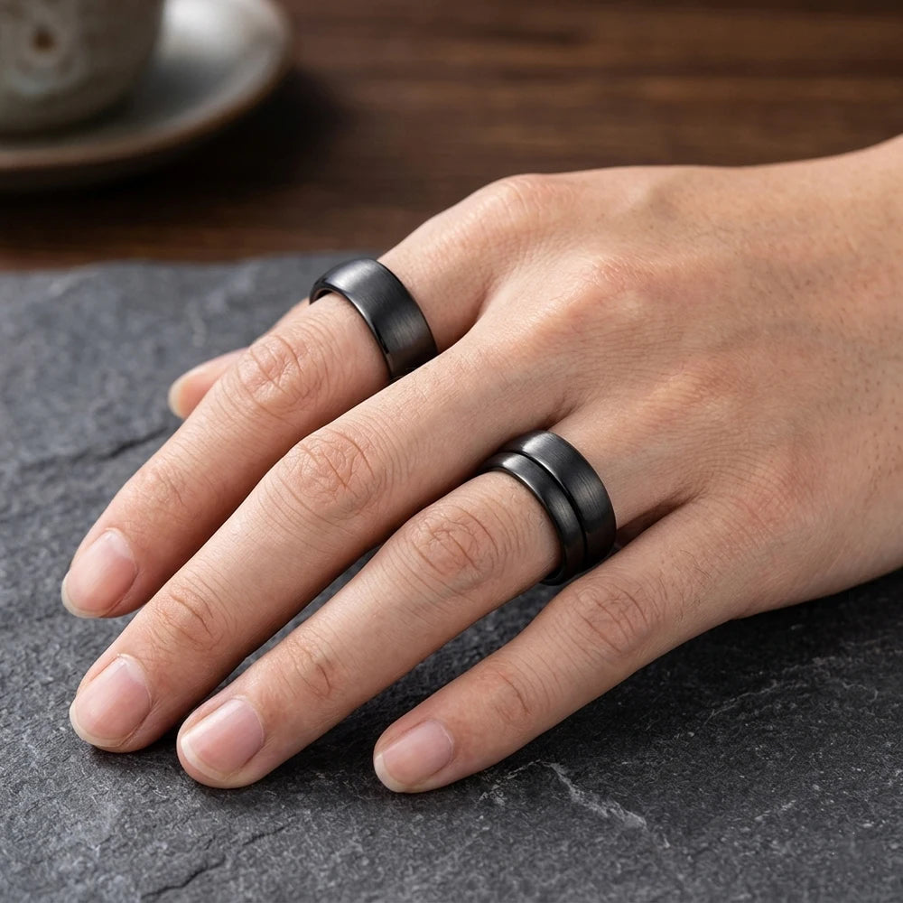 Matte Black Ceramic Wedding Band for Men Women Brushed Minimalist Ring 4mm 6mm 8mm Couple Jewelry