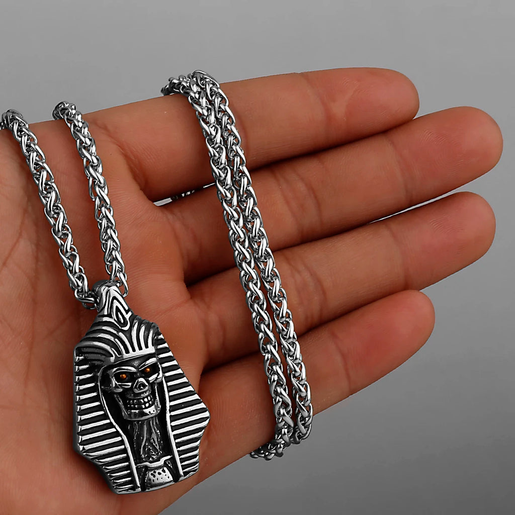 Neo-Gothic Skull Pendant Necklace — Stainless Steel