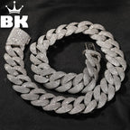 THE BLING KING 24MM Heavy Bubble Cuban Chain Necklace For Men Micro Paved Cubic Zirconia Deluxe Choker Rock Hip Hop