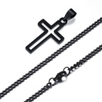 Casual Hollow Cross Necklaces for Men Boys,Waterproof Stainless Steel Cross Pendant Necklace,Religious Faith Prayer Jewelry Gift