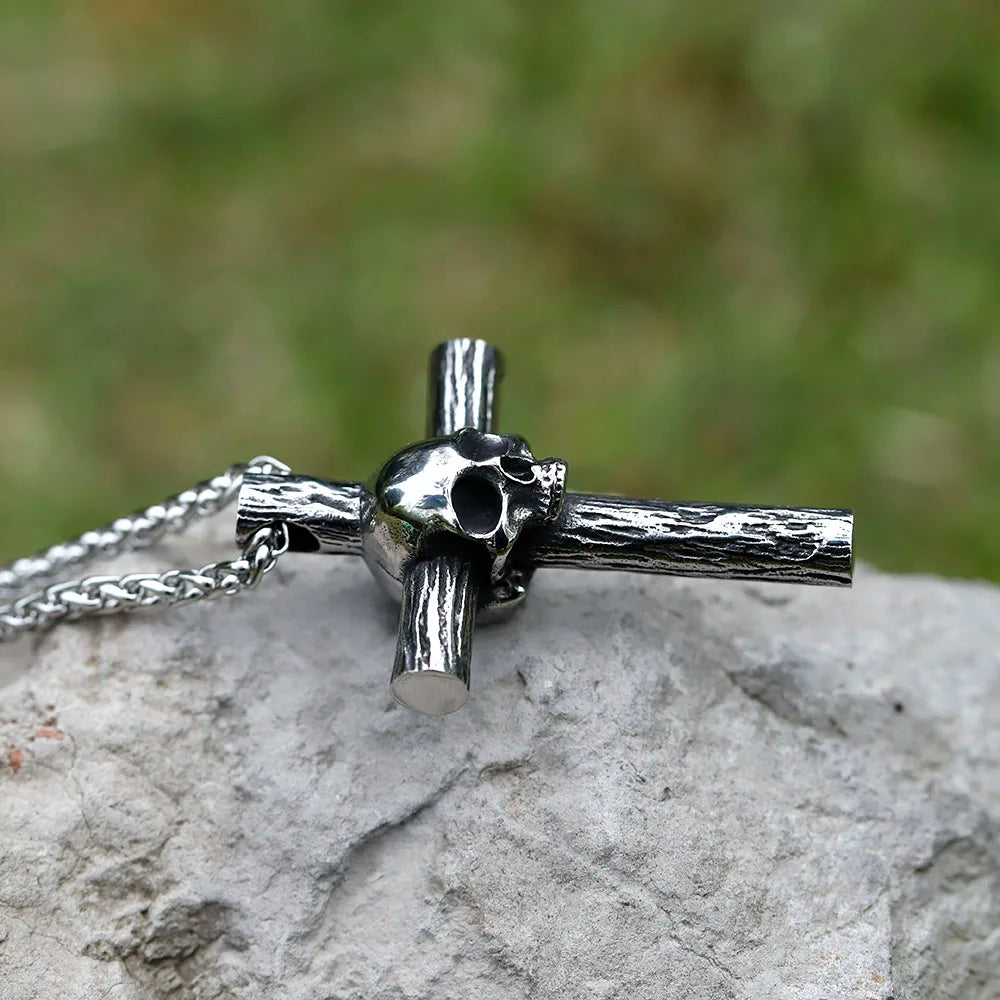 Skull Cross Stainless Steel Pendant Necklace