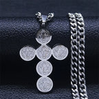 Saint Benedict Cross Pendant Necklace — Gold-Tone