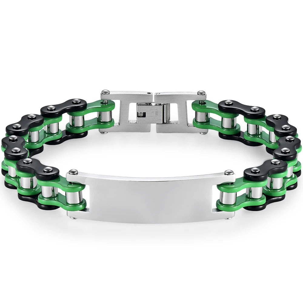12MM Motorcycle Bike Chain Bracelet for Men Stainless Steel Bicycle Link Design Men's ID Bracelets Punk Rock Jewelry 10