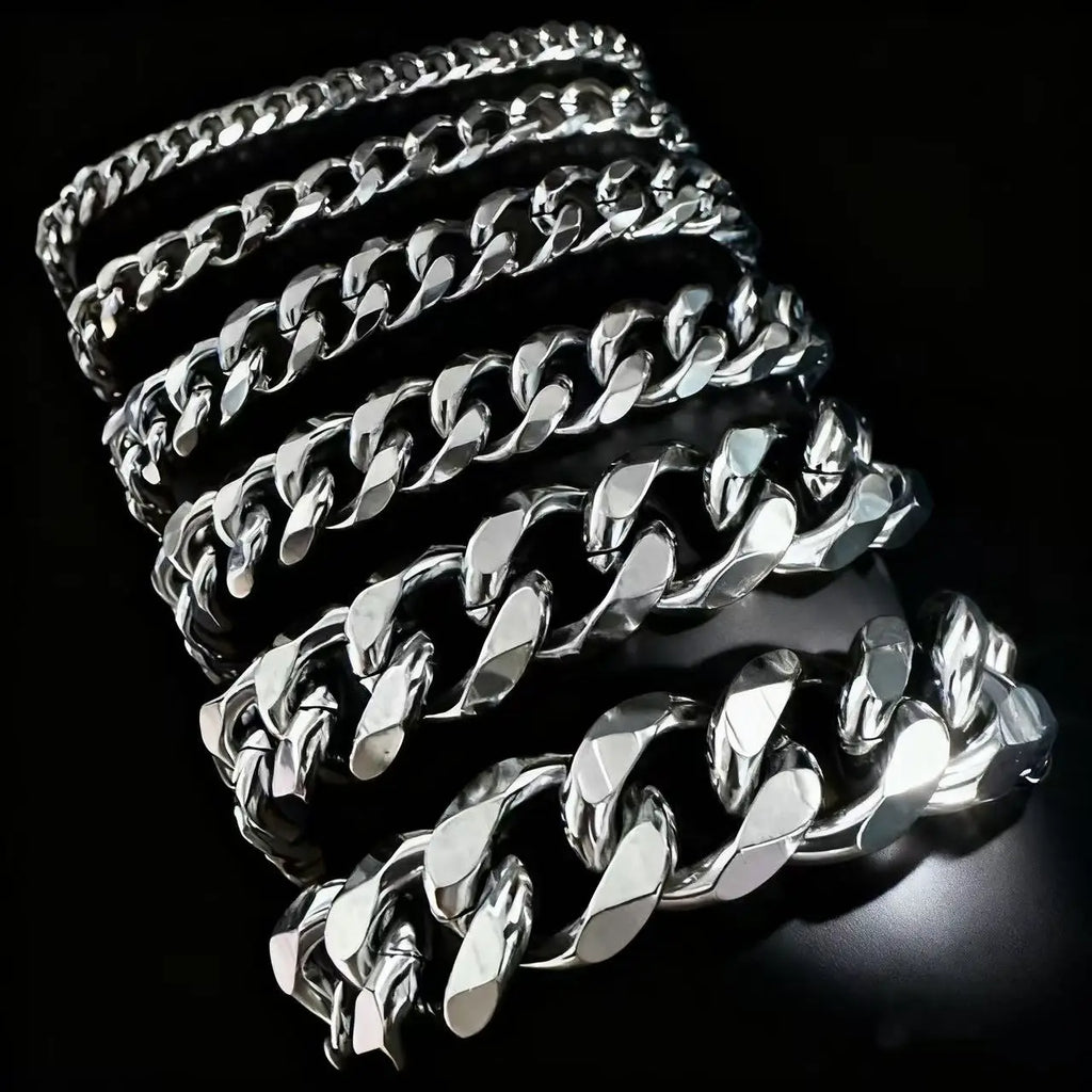 Cuban Black Bracelet 3mm-15mm Thick Size