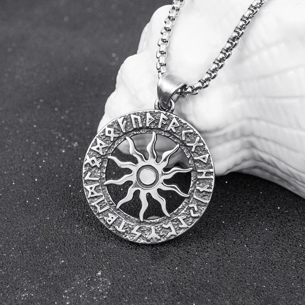 Silver Viking Sun Circle Pendant Necklace Box