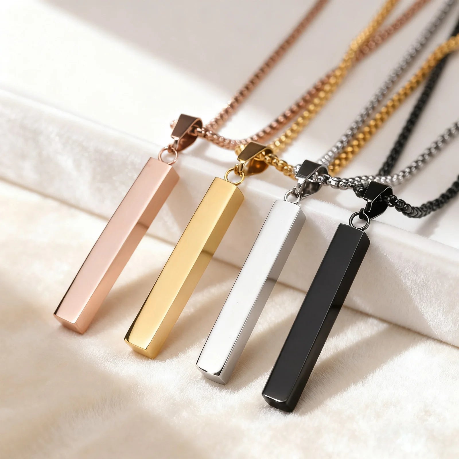 Pillar Bar Pendant Necklace — Stainless