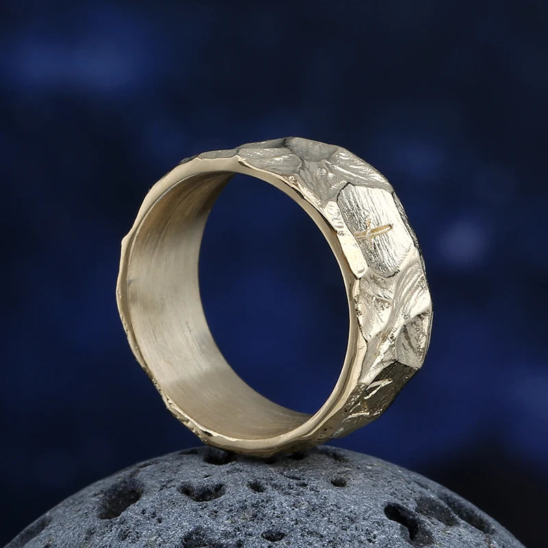 Odin Norse Viking Rune Amulet Gold Ring — 316L Stainless Steel