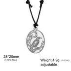 Skyrim Raven Crescent Moon Oval Pendant Necklace Stainless Steel Gothic Witchcraft Amulet Neck Chain for Men Women Jewelry Gift