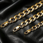 HNSP PVD Gold Plated 316L Stainless Steel Cuban Link Chain Necklace For Men Multi Size Thick Curb Chain Waterproof