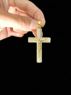 1pc Cubic Zirconia Cross & Jesus Pendant With 1pc 7mm Stainless Steel Curb Chain, Men's Fashion Hip-Hop Vintage Pendant Necklace