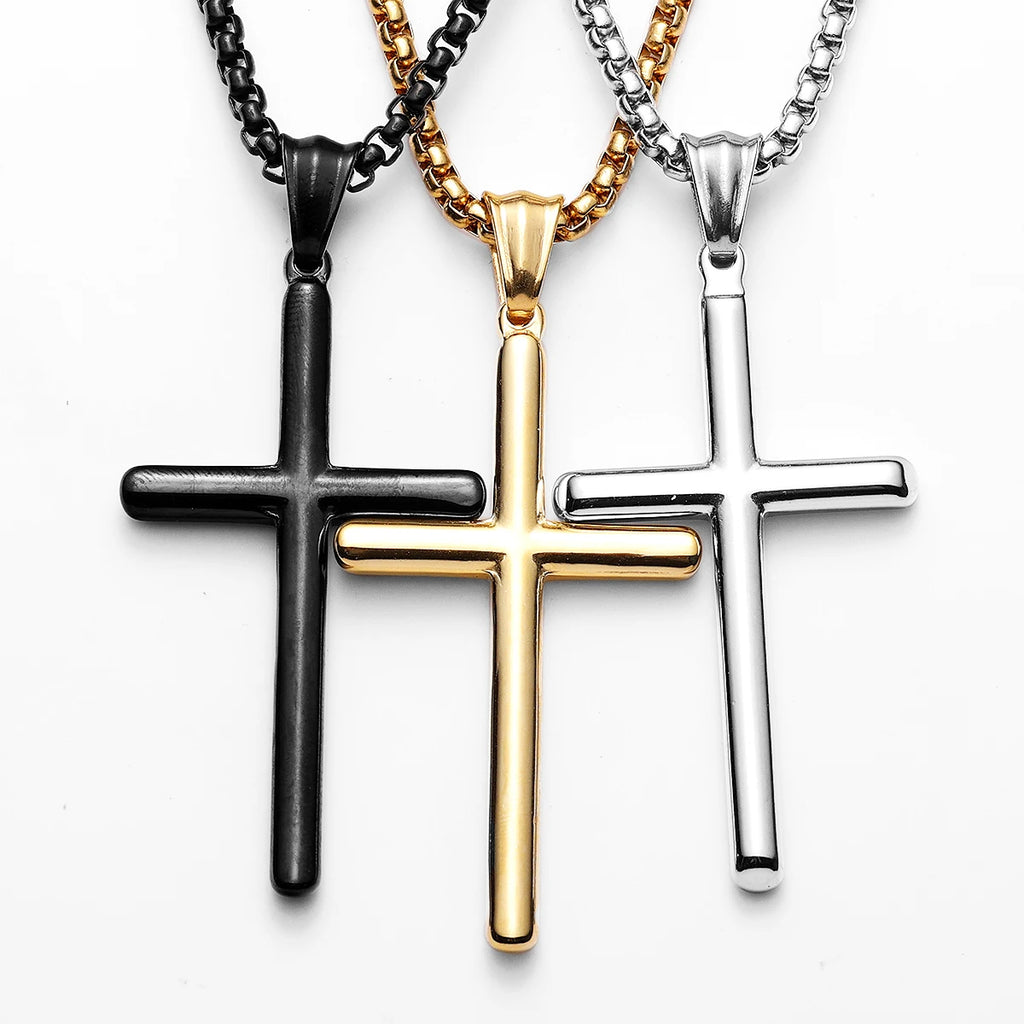Cross Pendant Necklace Stainless Steel Simple