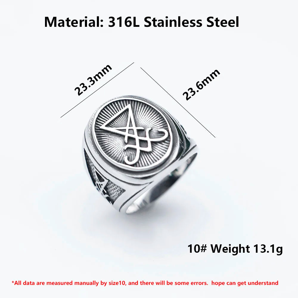 Vintage Lucifer Satan Witchcraft Ring — Stainless Steel