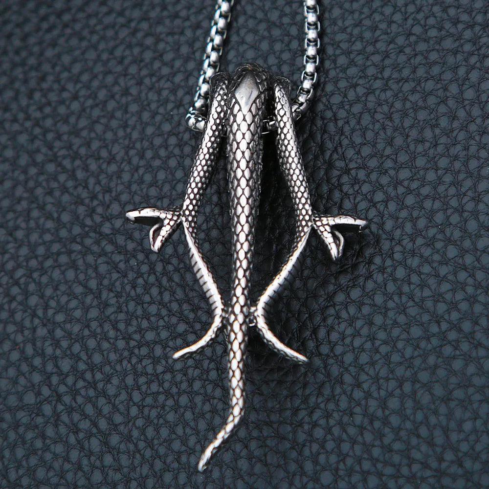 Three-Headed Snake Pendant — Stainless Steel