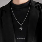 Hip Hop Lava Cross Pendant Necklace For Man Woman Non Fading Titanium Steel Pendant Clavicle Sweater Chain New Couple Jewelry