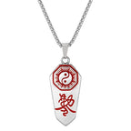 Yin Yang Runes Amulet Pendant Necklace — Two-Tone Sweater Chain