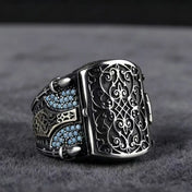 Retro Engraved Armor Shield Ring — Flip Design