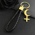 Cross Key Gold Pendant Crescent Moon Inverted