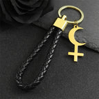 Cross Key Gold Pendant Crescent Moon Inverted