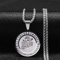 Muslim Islamic Religious Stainless Steel Crystal Necklace Women Islam Quran Allah Pendant Necklaces Arabic Jewelry