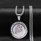 Muslim Islamic Religious Stainless Steel Crystal Necklace Women Islam Quran Allah Pendant Necklaces Arabic Jewelry
