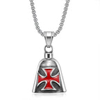 Pirate Skull Moto Bell Pendant Necklace — Gothic Motorcycle Rider