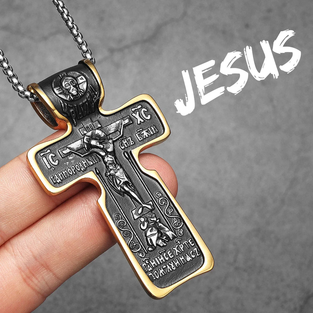 Jesus Cross Pendant Necklace — Stainless Steel