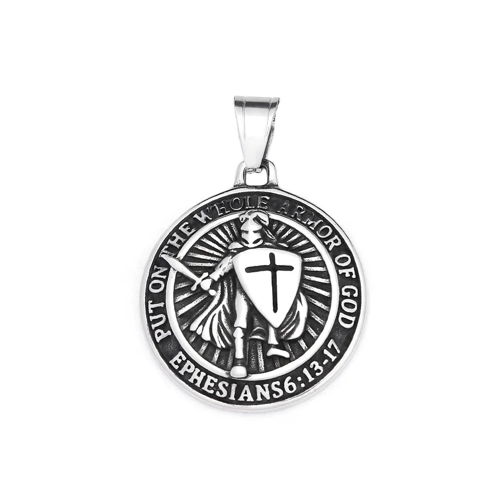 Templar Cross Steel Pendant Vintage Sword Knight