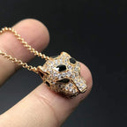 Luxury 18K Solid Platinum PT950 certifid full diamond leopard head necklace 24K real gold emerald gemstone cheetah