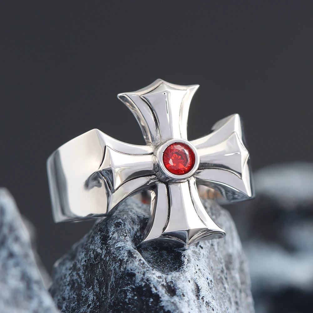 Iced Out Cross Jesus Ring — 925 Silver