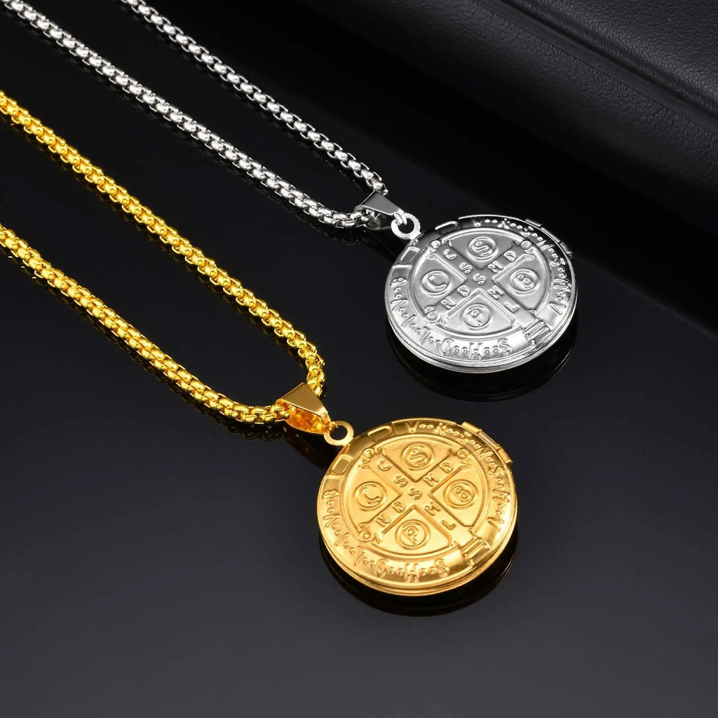 Saint Benedict Box Chain Pendant — SS