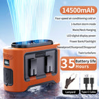 Socoolfan 14500mAh Outdoor Fan Portable Waist Hanging Neck Strong Dual Air Vents Fans for Travel Sports Courier Outdoor