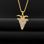 Hollow Goat Animal Pendant Necklace — Two-Tone, Silver & Gold