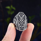 Gothic Horned Satan Signet Ring — Stainless Steel