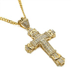 Rhinestone Christian Cross Pendant — Silver