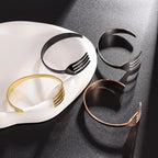 Fashion Design Stainless Steel Curved Tableware Fork Open Bracelet Men and Women Personality Charm Hip Hop Casual