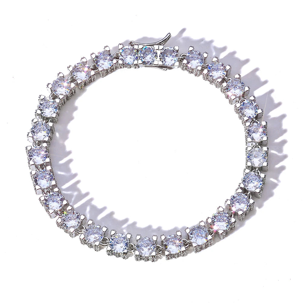 Tennis Chain Necklace Stainless Steel 6MM 3-Sided