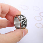 HNSP 316L Stainless Steel Vintage Scroll Vine Carved 13MM Wide Band Ring for Men Biker Punk Antiqued Oxidized Statement