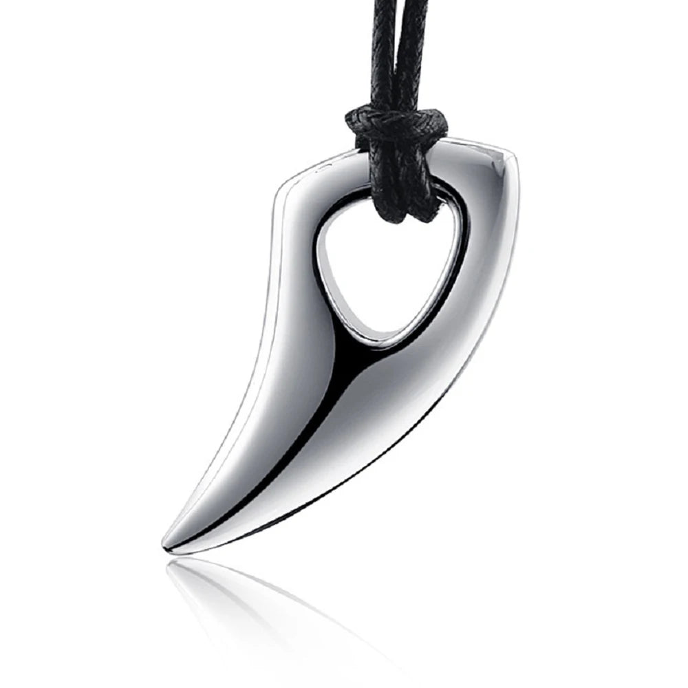 Wolf Tooth Rope Pendant — Stainless Steel