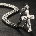 Jesus Crucifix Cross Pendant Necklace — Stainless Steel