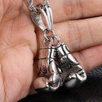 HaoYi Stainless Steel Boxing Gloves Pendant Necklace For Men Fashion Gold Silver Color Sports Jewelry Accessories