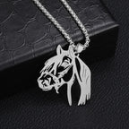 Gold Horse Head Pendant Necklace Box Chain